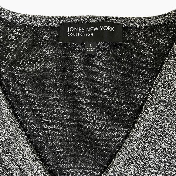 Jones New York Dress Size Large Gray Loop Knit Fabric Sleeveless V Neck No Belt - Picture 4 of 6